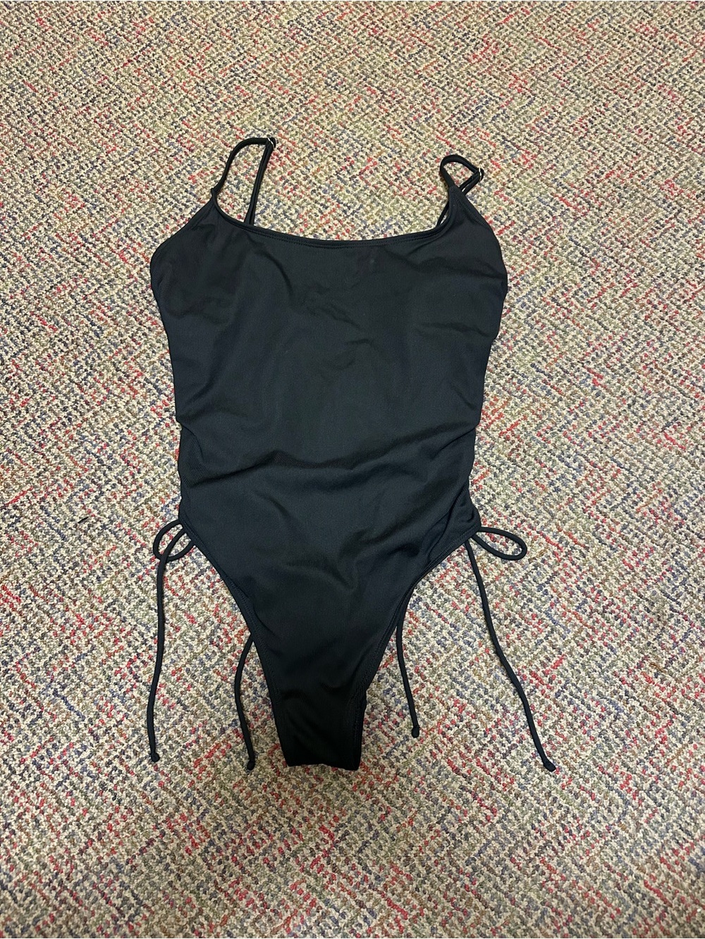 Black Ruched-Side One-Piece Swimsuit